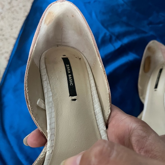 Zara Basic Baby Pink Round Heel Pointed Toe Slingback Women's Shoes Size 37 - Picture 9 of 11